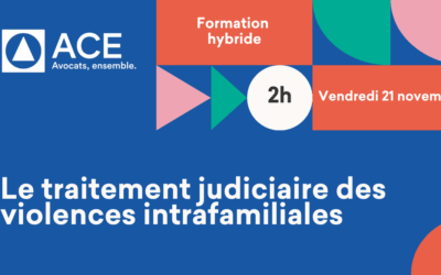 Formation hybride « Le traitement judiciaire des violences intrafamiliales » Commission Droit de la Famille – Vendredi 21 novembre de 9h30 à 11h30
