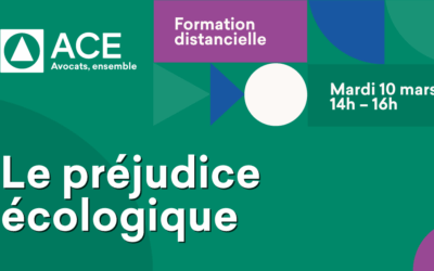 Formation distancielle « Le préjudice écologique : enjeux, procédures et calculs » – Mardi 10 mars 2026 de 14h à 16h